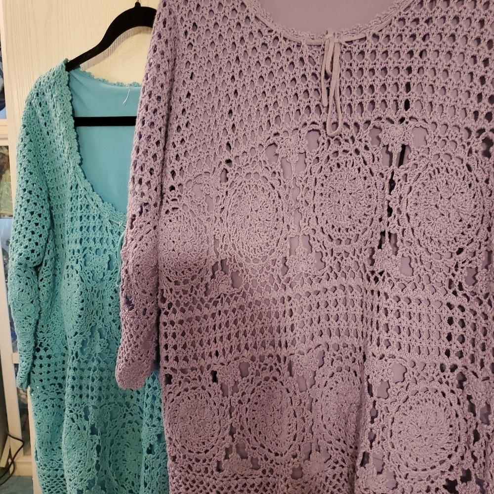 Roamans Purple Crochet top - Picture 13 of 16